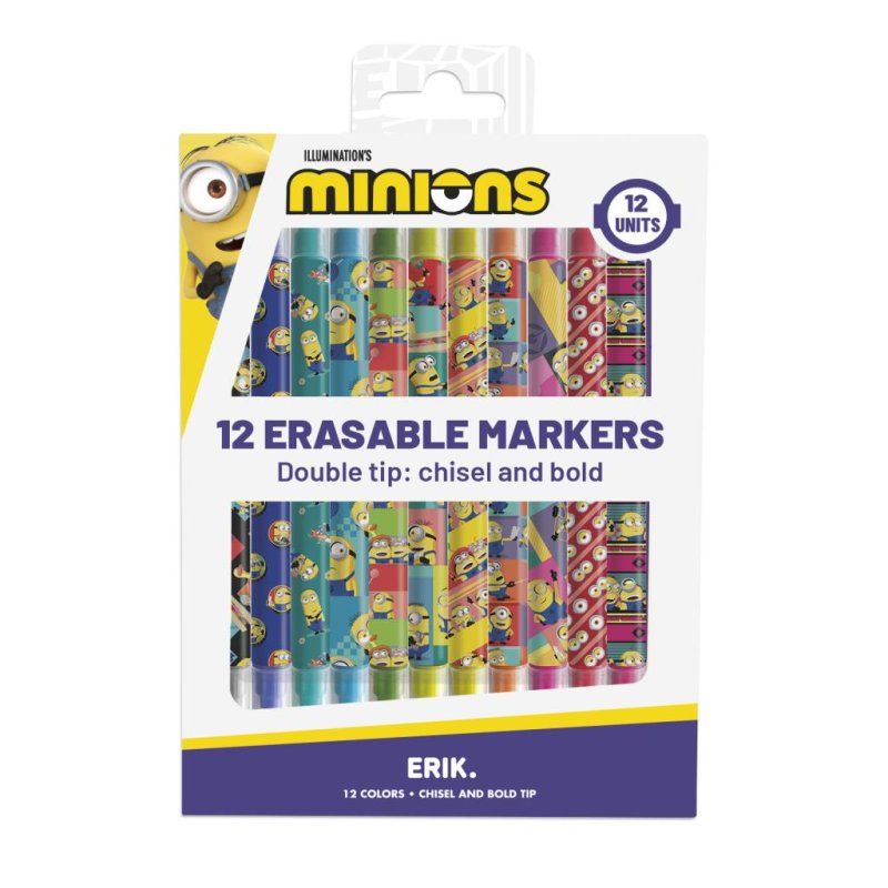 MINIONS - Lot de 12 Marqueurs Effaçables