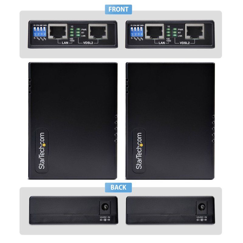 StarTech.com VDSL-LAN-EXTENDER-EU prolongateur réseau Émetteur et récepteur réseau Noir 10, 100, 300 Mbit/s