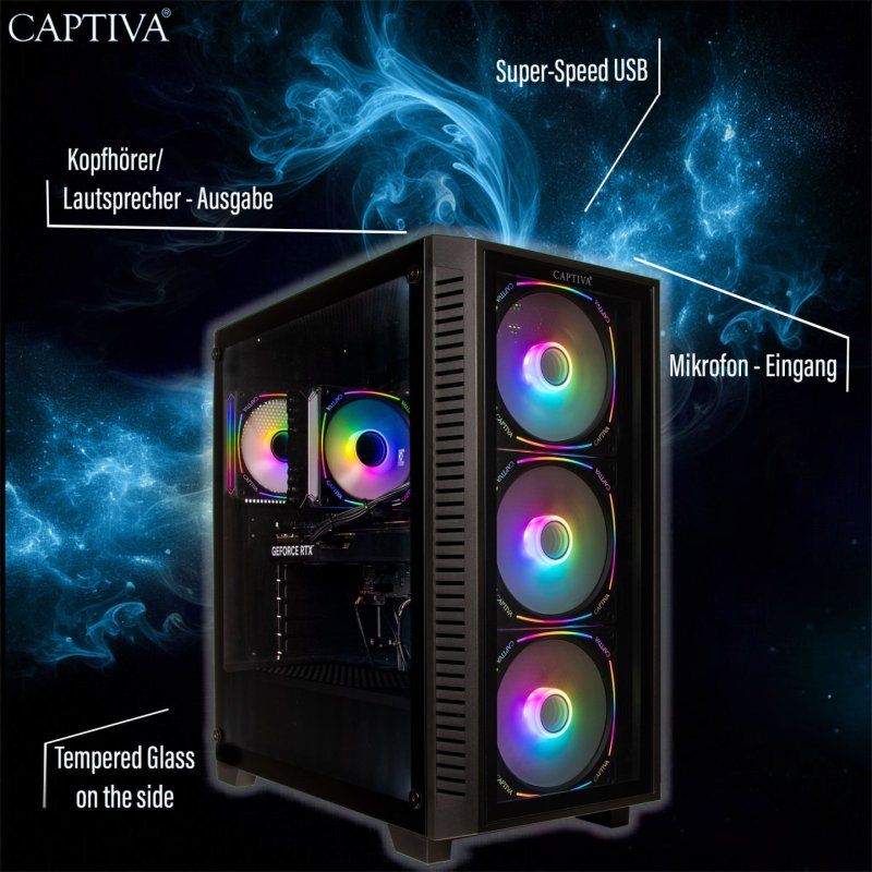 CAPTIVA 98191 PC/poste de travail AMD Ryzen™ 7 7800X3D 32 Go DDR5-SDRAM 2 To SSD NVIDIA GeForce RTX 5070 Windows 11