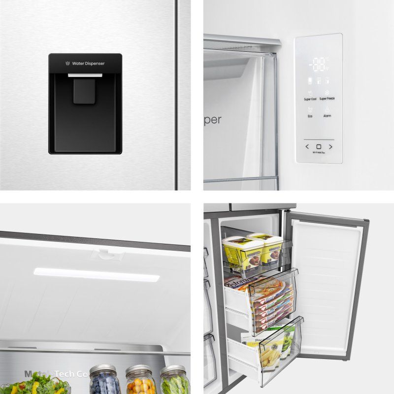 Hisense RQ5P470SMIE fridge-freezer Freestanding 482 L Silver, Stainless steel
