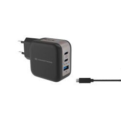 Conceptronic 3-Port 67W GaN USB PD Charger with USB-C Charging Cable, USB-C x 2, USB-A x 1, QC 3.0, PPS