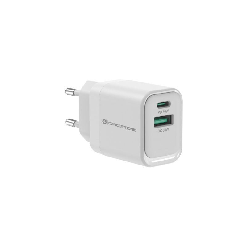Conceptronic ALTHEA19W33 2-Port 33W GaN USB PD Charger, USB-C x 1, USB-A x 1, QC 3.0, PPS, PD 3.0