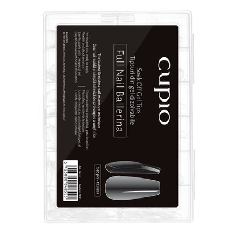 Cupio Dissolvable Full Nail Tips Set 240 Pieces Ballerina