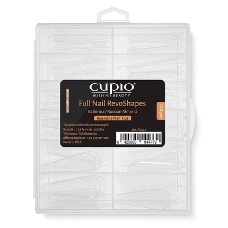 Cupio Full Nail Tips Revoshapes Ballerinarussian Almond Apex 30 Set Of 120 Pieces