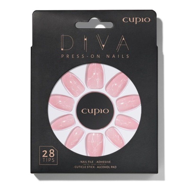Cupio Presson Nails Cupio Diva White Marble