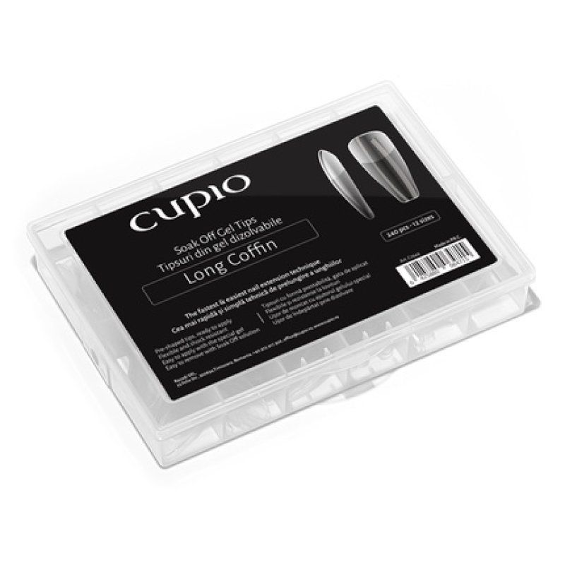 Cupio Dissolvable Full Nail Tips Set 240pcs Long Coffin