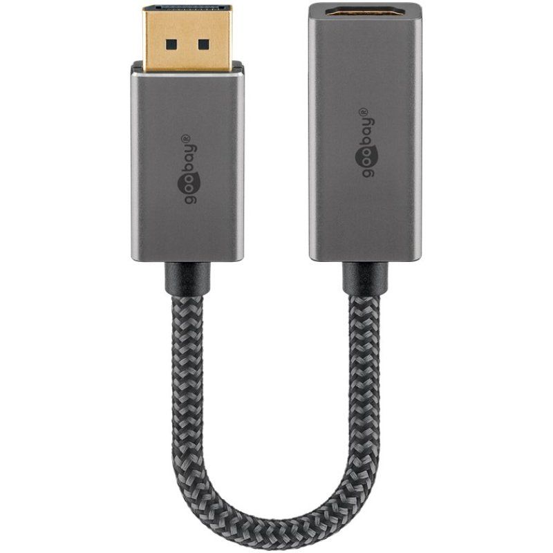 Plus DisplayPort HDMI Adapterkabel, 4K @ 60Hz (grau, 20cm, 32 Gbit/s)