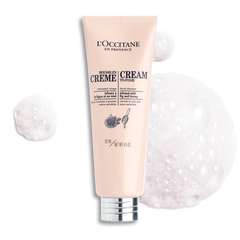 L'Occitane Cream-to-Foam Facial Cleanser with Fig and Honey for Normal to Oily Skin 4.5oz