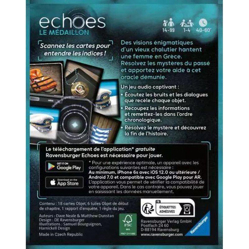 Ravensburger Echoes - Le Médaillon Escape Game - Jeux d'enquête 40 min Jeu de cartes Famille