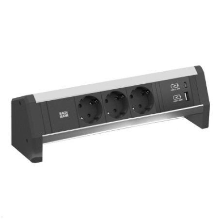 Bachmann 902.1667 socket-outlet CEE 7/3 USB Aluminium, Black