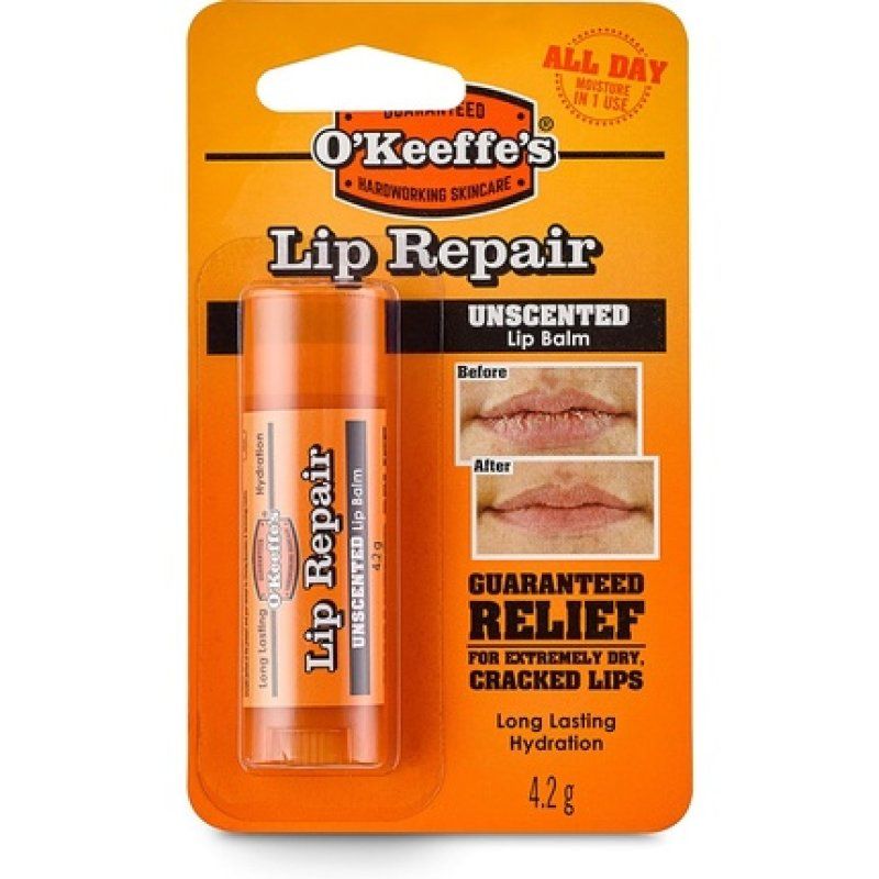 O'Keeffe's Lip Repair Unscented Lip Balm 4.2g - For Extremely Dry Cracked Lips All-Day Moisture with 7 Moisturizing
