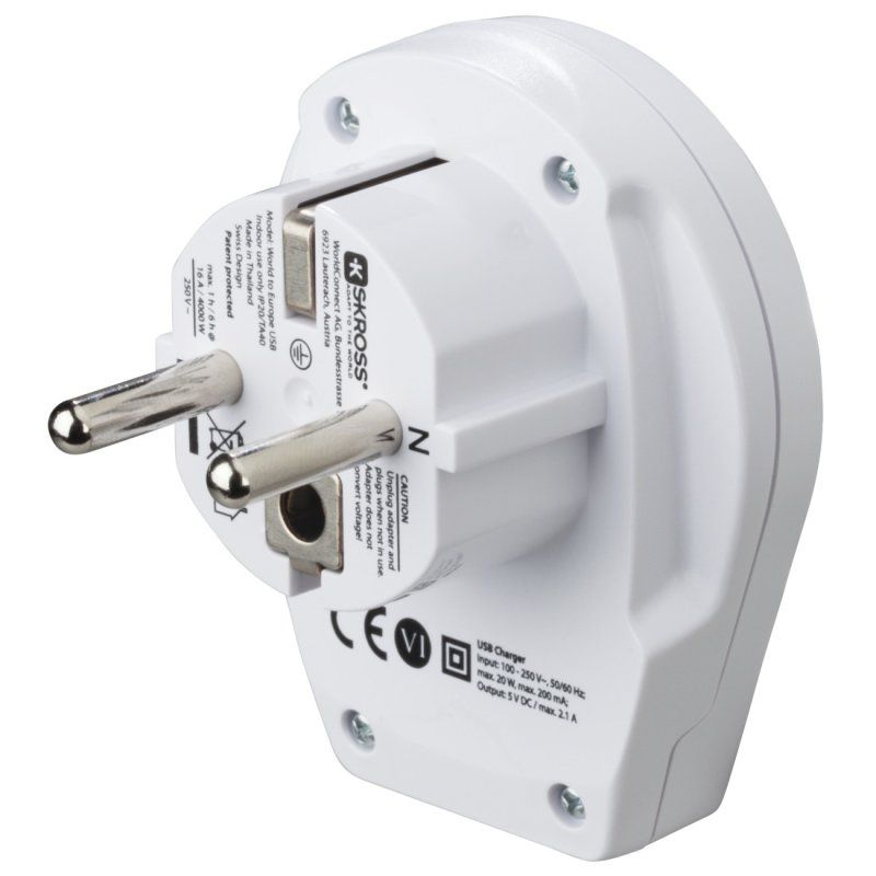 Hama World to Europe USB adaptateur prise d'alimentation Universel Blanc