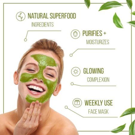 7th Heaven Superfood Clay Mask with Matcha and Chia for Cleansing and Purifying Skin - Ideal for All Skin Types Green