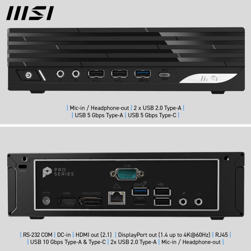 MSI PRO DP21 14M Intel Core 7 14700, Barebone, DP21 14M, SFF, Mini Computer, HTPC, (NO RAM, NO Storage, NO OS), Intel