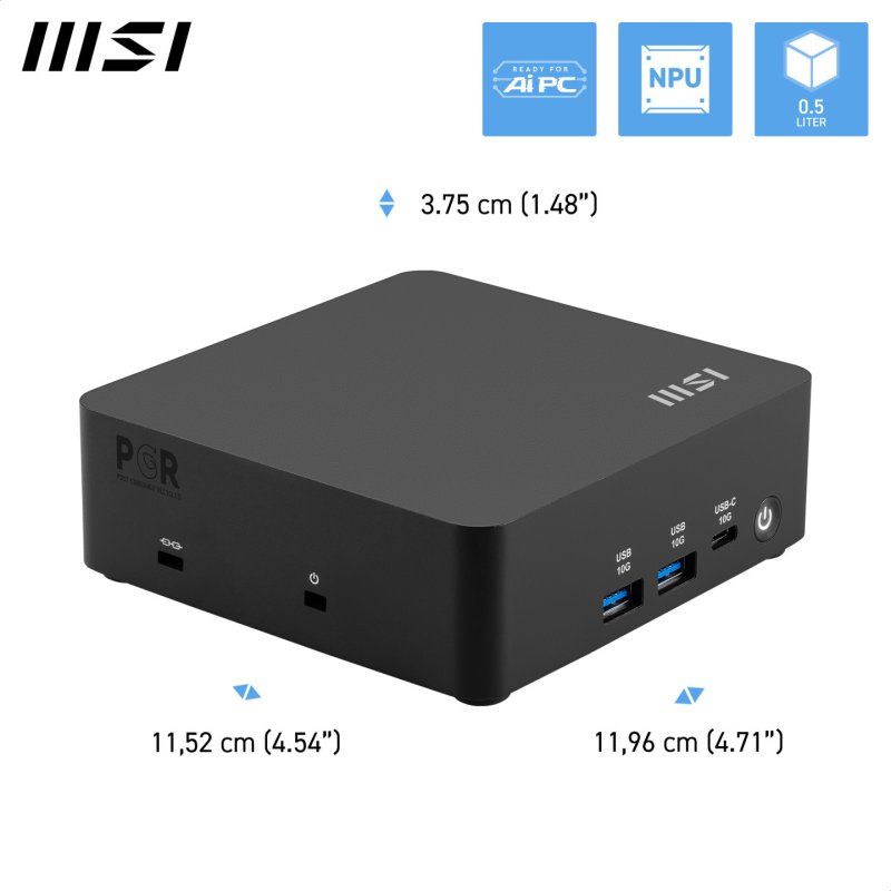 MSI Cubi NUC AI 1UMG Intel Core Ultra 7 155H, Barebone, NUC, SFF, Mini Computer, HTPC, (NO RAM, NO Storage, NO OS),