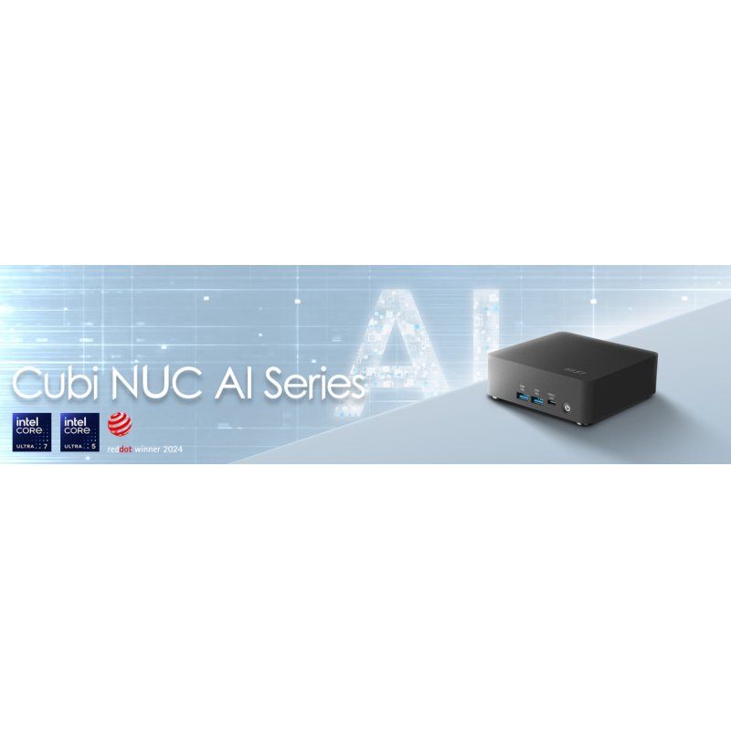 MSI Cubi NUC AI 1UMG Intel Core Ultra 7 155H, Barebone, NUC, SFF, Mini Computer, HTPC, (NO RAM, NO Storage, NO OS),