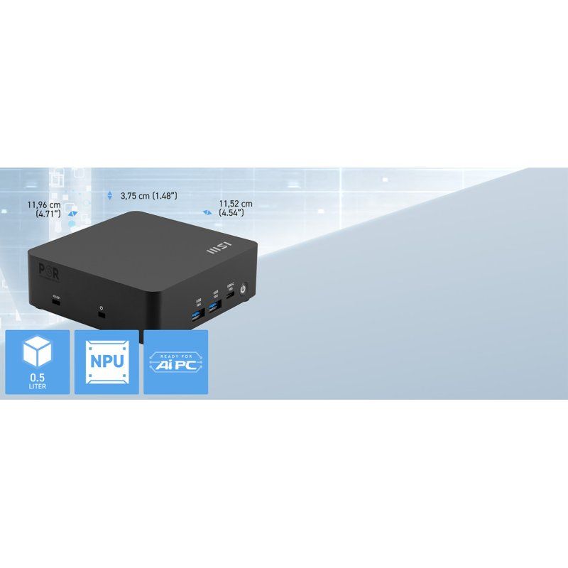 MSI Cubi NUC AI 1UMG Intel Core Ultra 7 155H, Barebone, NUC, SFF, Mini Computer, HTPC, (NO RAM, NO Storage, NO OS),