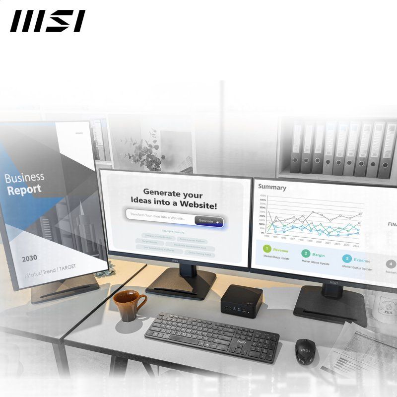 MSI Cubi NUC AI 2MG Intel Core Ultra 7 258V, Desktop PC, NUC, SFF, Mini Computer, HTPC, (32GB RAM, 1TB Storage,