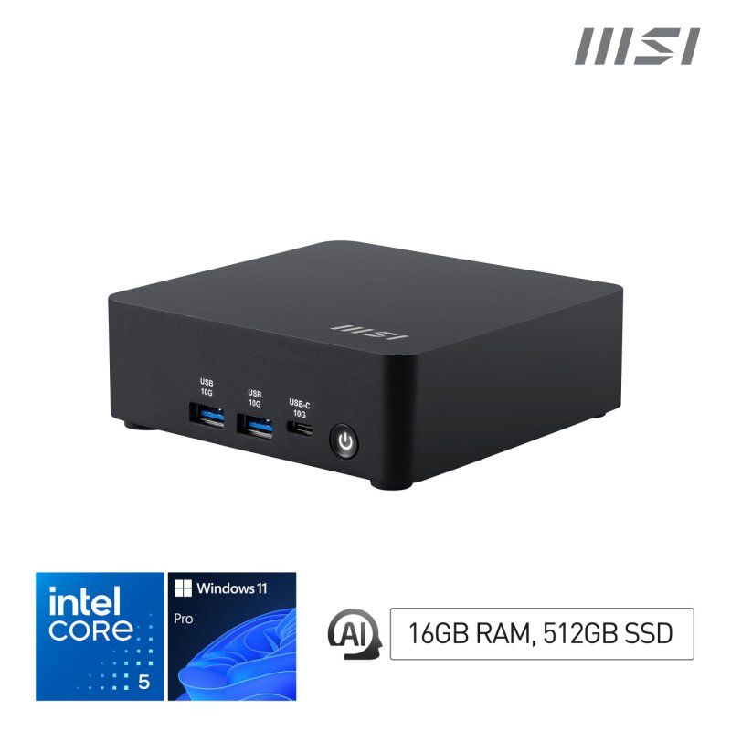MSI Cubi NUC AI 1UMG i5 125H FS 16GB 512GB W11P Intel Core Ultra 5 16 Go DDR5-SDRAM 512 Go SSD Windows 11 Pro Mini PC