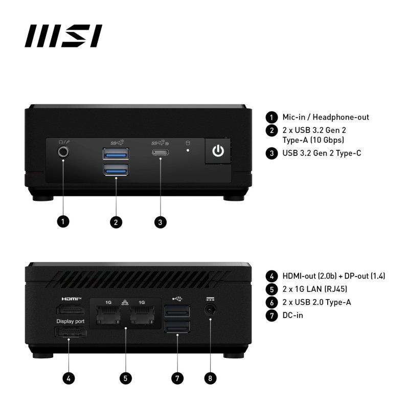 MSI Cubi N ADL Intel N100 Desktop PC, NUC, SFF, Mini Computer, HTPC, (4GB RAM, 128GB SSD, Windows 11 PRO), UHD