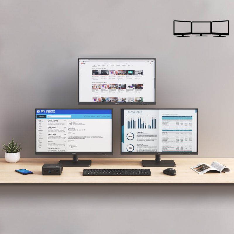 MSI Cubi N ADL S Intel N100 Desktop PC, NUC, SFF, Mini Computer, HTPC, (4GB RAM, 128GB SSD, Windows 11 PRO),