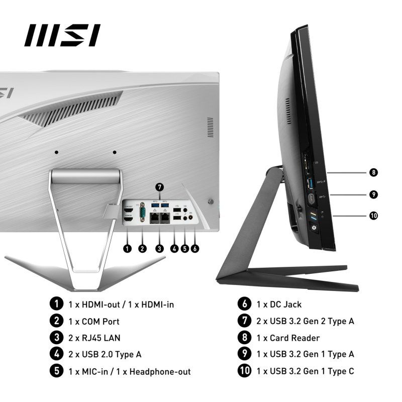 MSI Pro AP222T 13M G7400 4GB 128GB W11P PC tout en un/station de travail Intel Pentium Gold 54,6 cm (21.5") 1920 x 1080