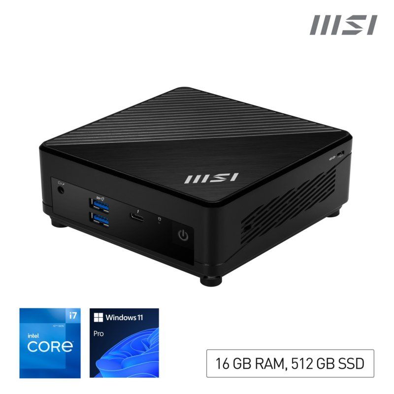 MSI Cubi 5 12M Intel Core i7 1255U Desktop PC, NUC, SFF, Mini Computer, HTPC, (16GB RAM, 512GB SSD, Windows 11 PRO),