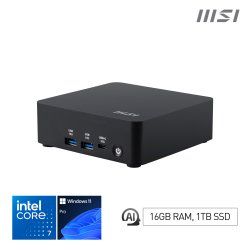 MSI Cubi NUC AI 1UMG i7 155H FS 16GB 1TB W11P Intel Core Ultra 7 16 Go DDR5-SDRAM 1 To SSD Windows 11 Pro Mini PC Noir