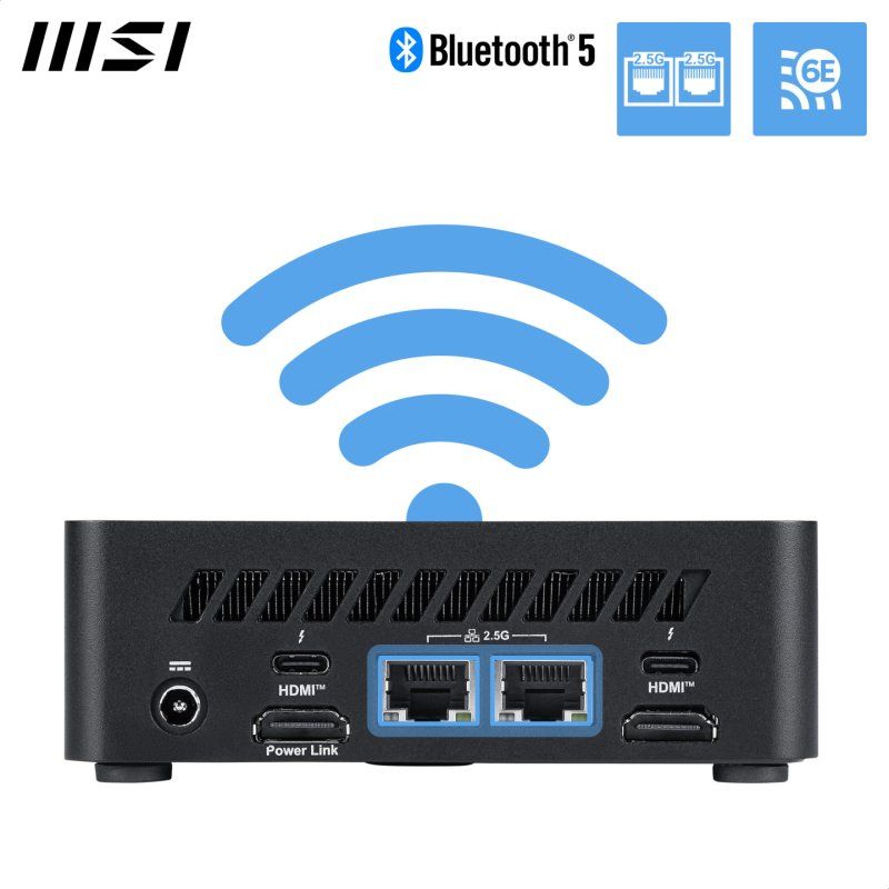 MSI Cubi NUC AI 1UMG i7 155H FS 16GB 1TB W11P Intel Core Ultra 7 16 Go DDR5-SDRAM 1 To SSD Windows 11 Pro Mini PC Noir