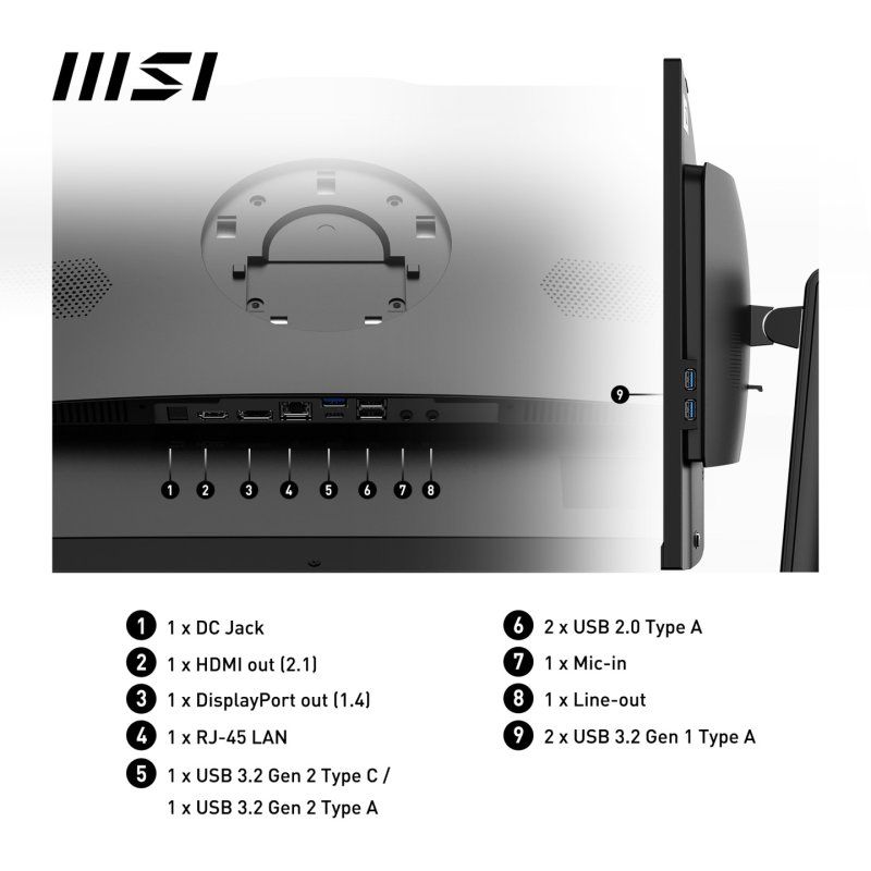 MSI Pro AP242P 14M i3 14100 8GB 256GB W11P Intel Core™ i3 i3-14100 60,5 cm (23.8") 1920 x 1080 pixels PC All-in-One 8