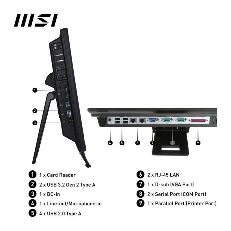 MSI Pro AP162T ADL Intel N100 All in One PC, (4GB RAM, 128GB SSD, Windows 11PRO), 15.6 Inch Single-Resistive touch