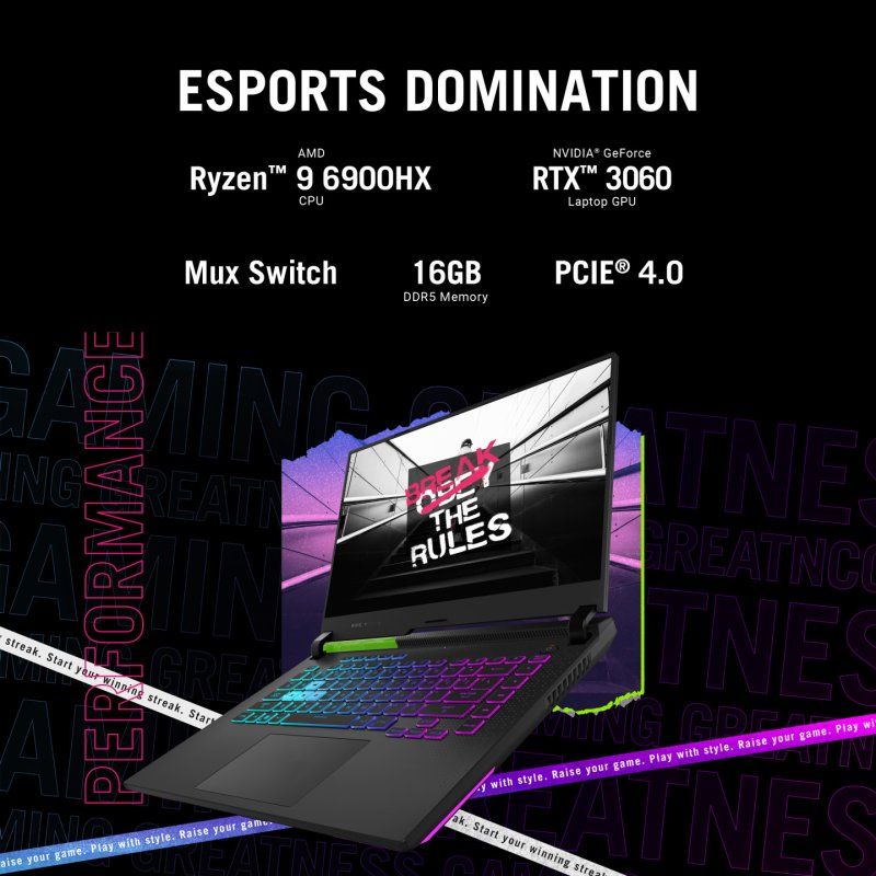 ASUS ROG Strix G15 G513RM-HQ071W AMD Ryzen™ 7 6800H Laptop 39.6 cm (15.6") Wide Quad HD 16 GB DDR5-SDRAM 1 TB SSD