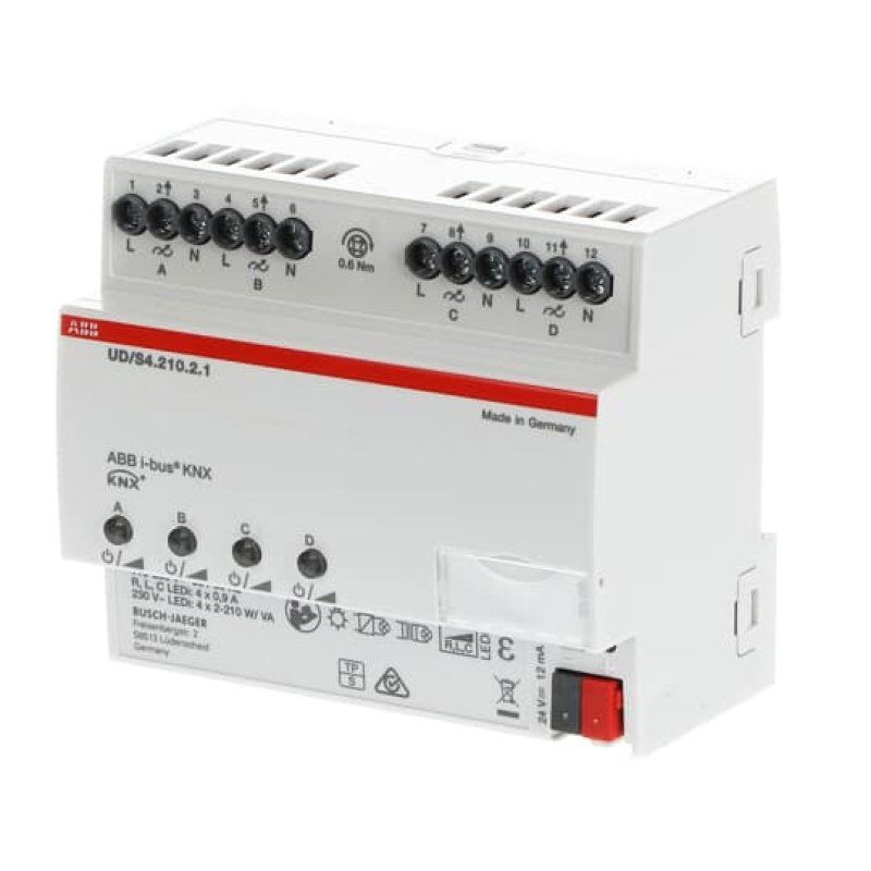ABB UD/S4.210.2.1 LED-Dimmer 4 x 210 W/VA. Busch-Installationsbus KNX REG-Univer