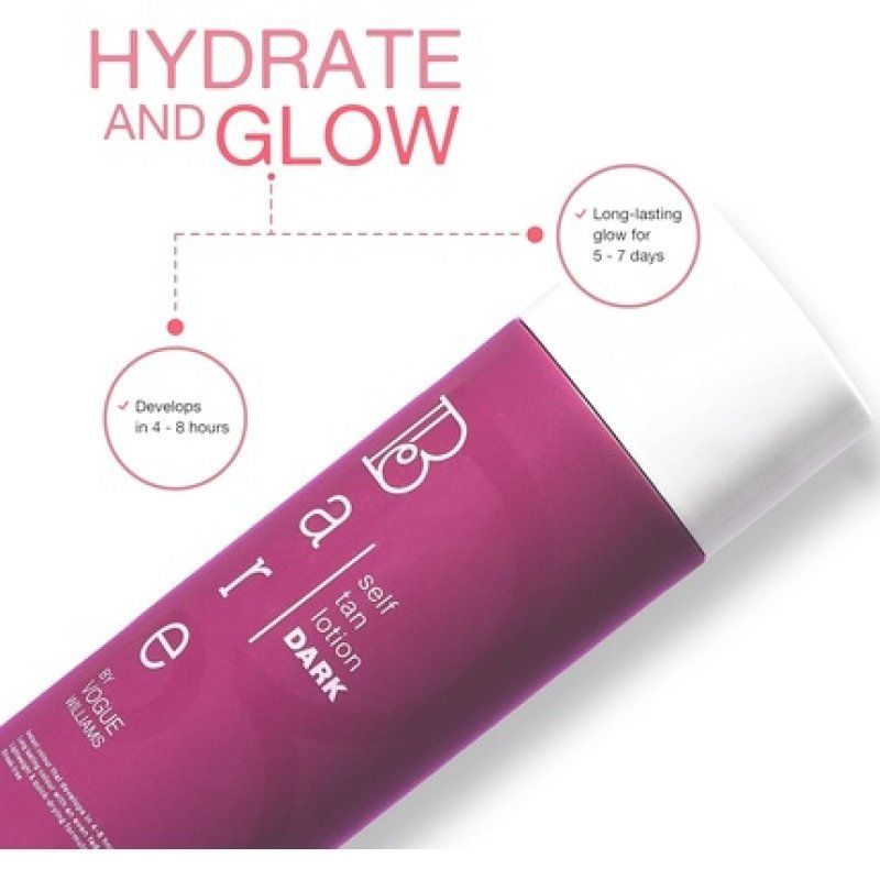 Bare by Vogue Self Tanning Lotion Dark 200ml Natural Glow Moisturizing Suitable for All Skin Types Self Tanner for Face