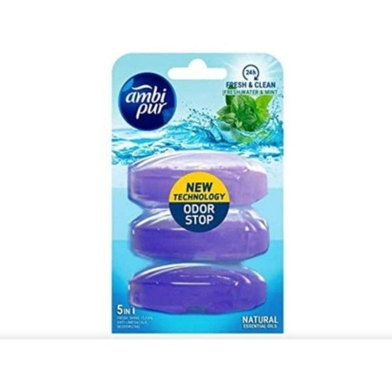 Ambi Pur Fresh & Clean Toilet Block Refill Sweet Water & Mint 55ml - Pack of 3