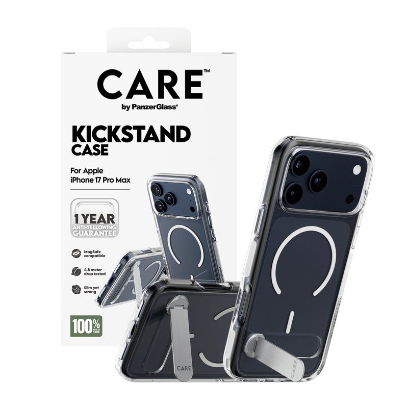 PanzerGlass CARE™ by Case Transparent w. Kickstand & MagSafe iPhone 17 Pro Max