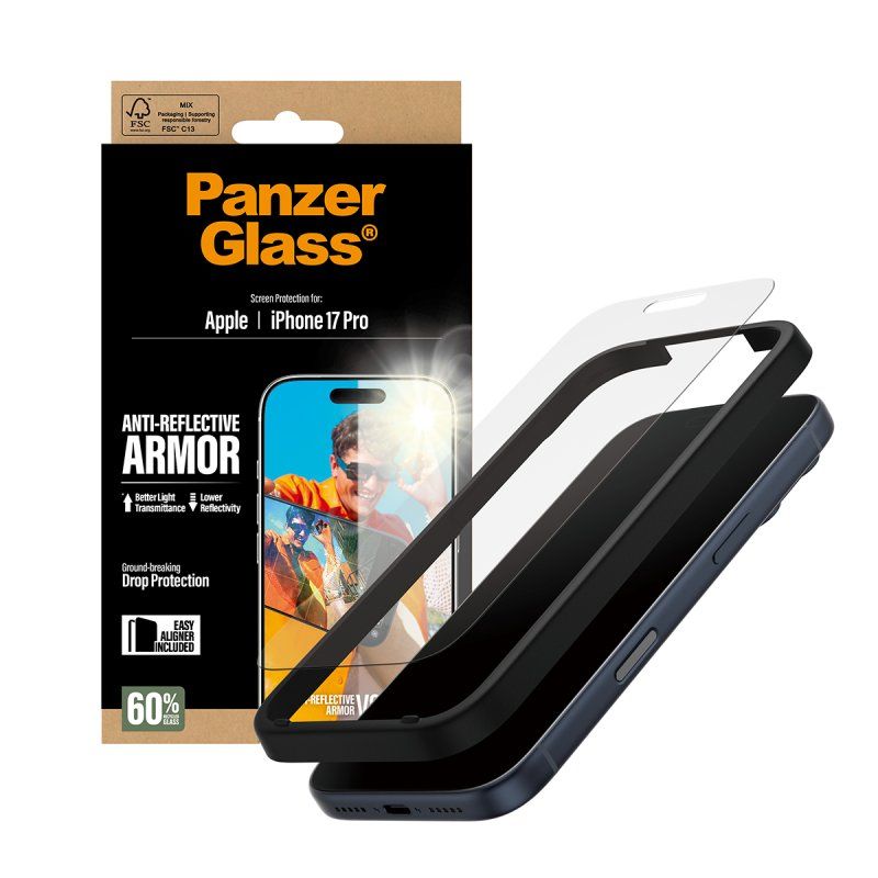 PanzerGlass Anti-Reflective Armor Screen Protector iPhone 17 Pro w. EasyAligner