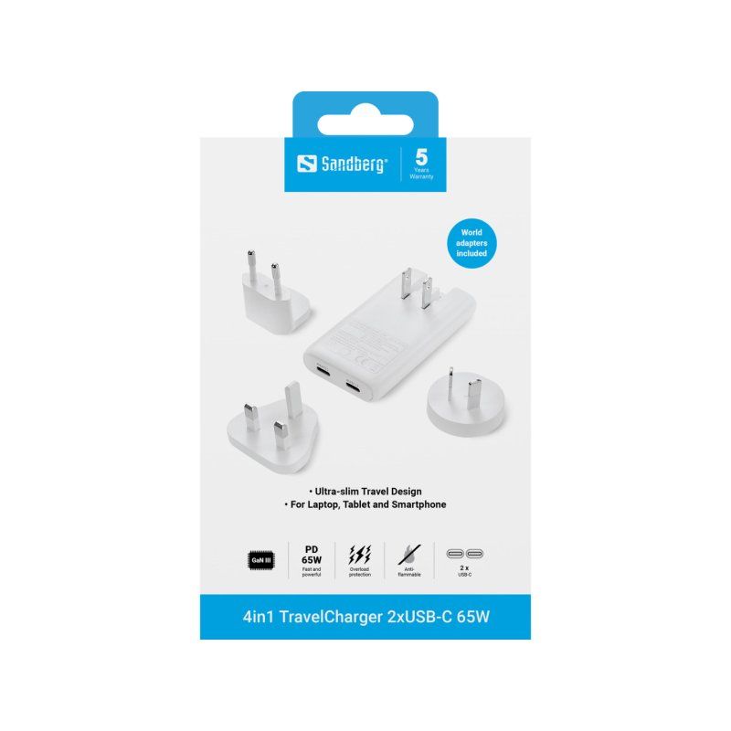 Sandberg - 4in1 TravelCharger 2xUSB-C 65W