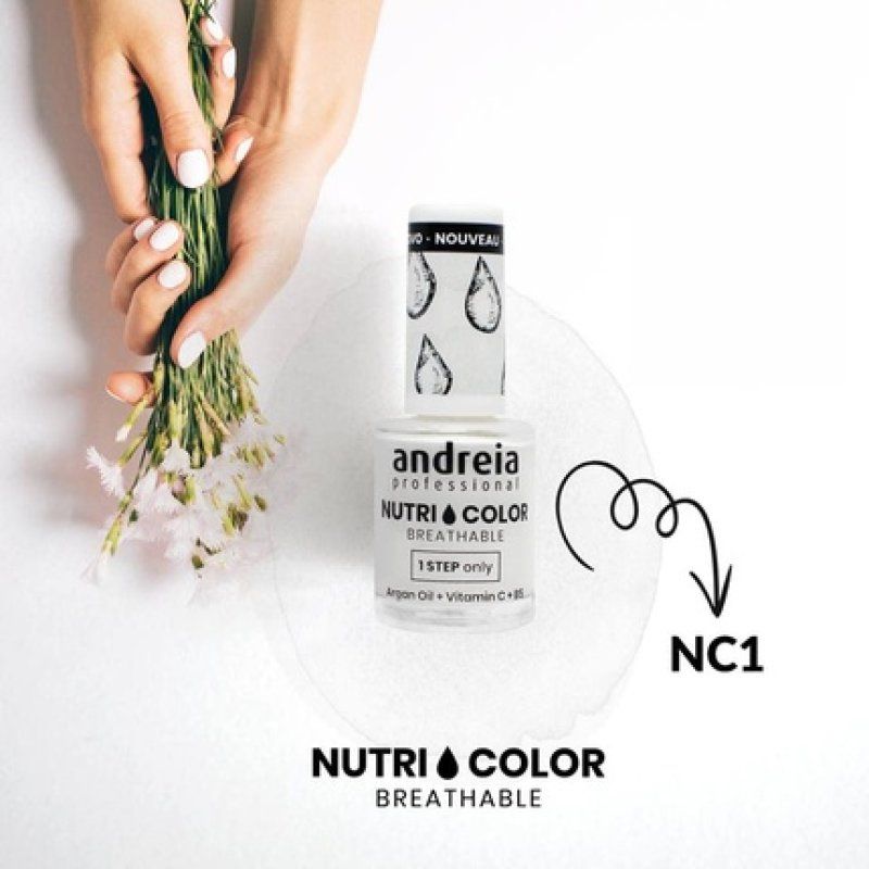 Andreia Professional NutriColor Breathable Nail Polish Vegan and Cruelty-Free Nail Art Polish with Long-Lasting Glossy