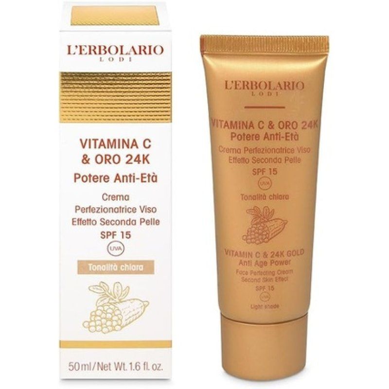 L'Erbolario Face Protection Cream with Vitamin C & 24k Gold Light Tone 50ml