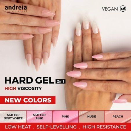 Andreia Professional Hard Nail Gel Biphasic 2 in 1 LED and UV Gel Nail Builder High Viscosity for Strong Nails Tips and