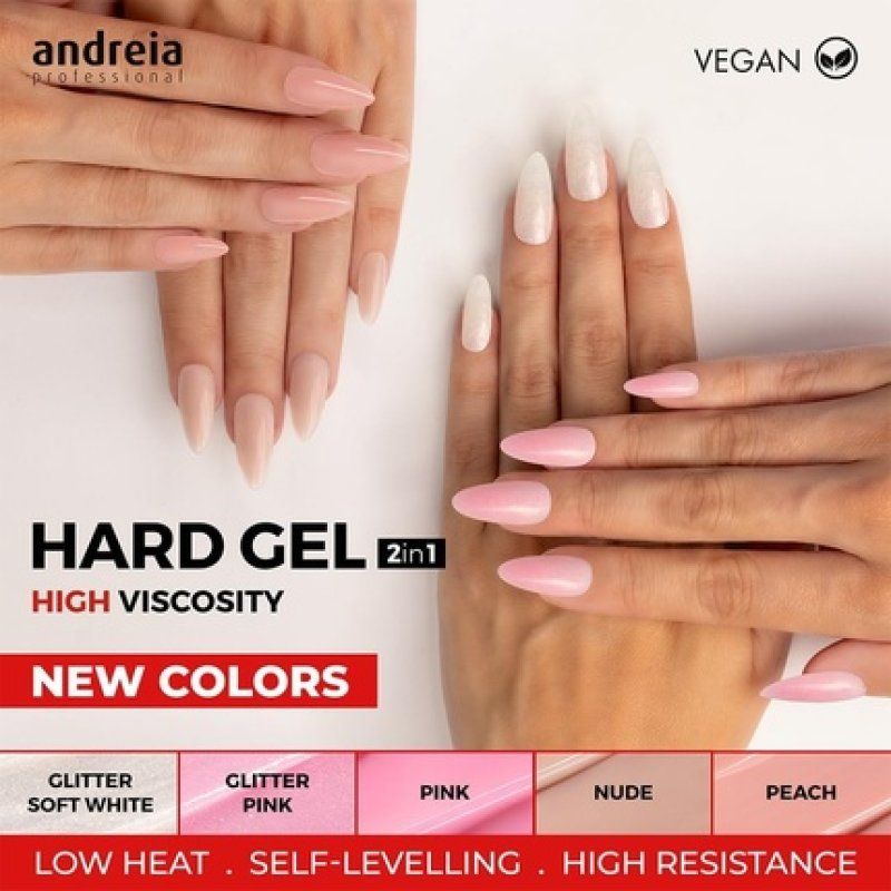 Andreia Professional Hard Nail Gel Biphasic 2 in 1 LED and UV Gel Nail Builder High Viscosity for Strong Nails Tips and
