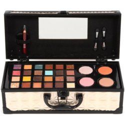 MYA Travel Baguette Professional Makeup Case with 20 Eye Shadows, 4 Lip Glosses, Compact Powder, Eye Pencil, Brush and