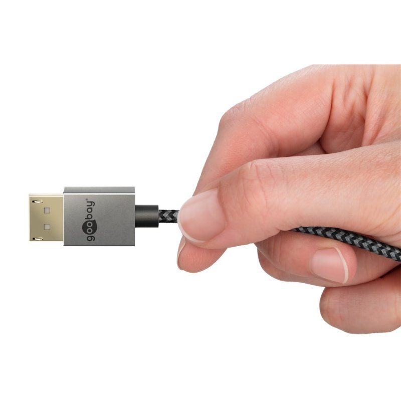 Goobay 77444 DisplayPort cable 1 m Black, Silver