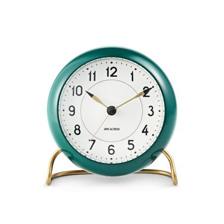 Arne Jacobsen - Station Table Clock - Ø11 cm - Green & White