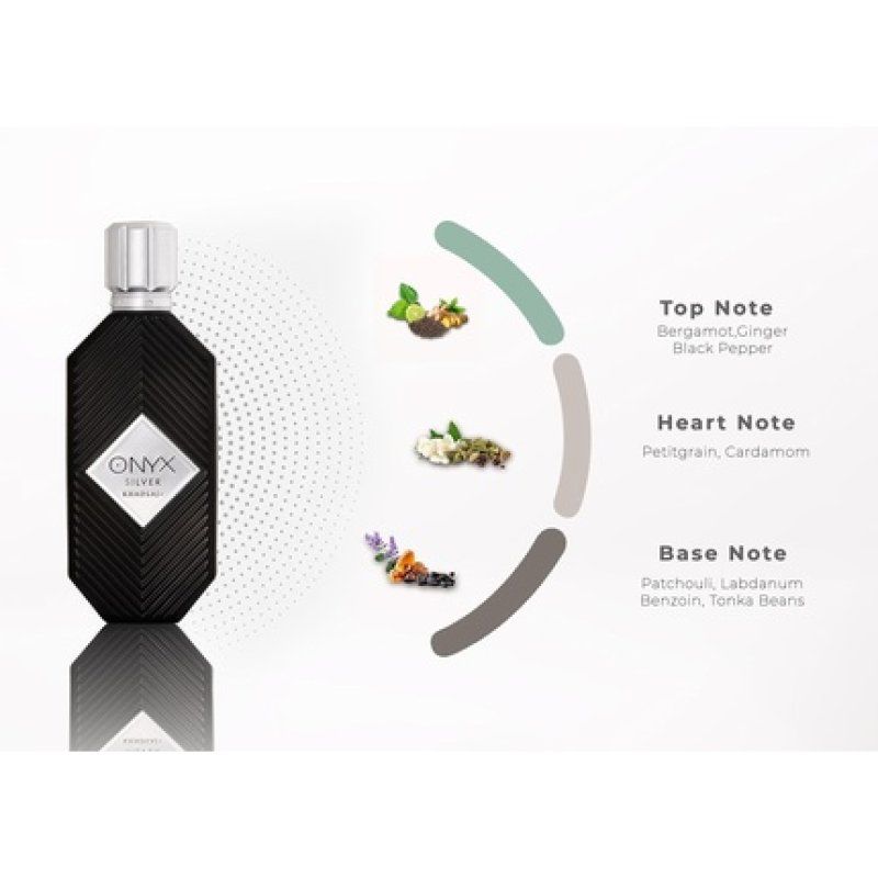 Khadlaj Onyx Silver Eau De Parfum 100ml Unisex Spicy Woody Amber Fragrance