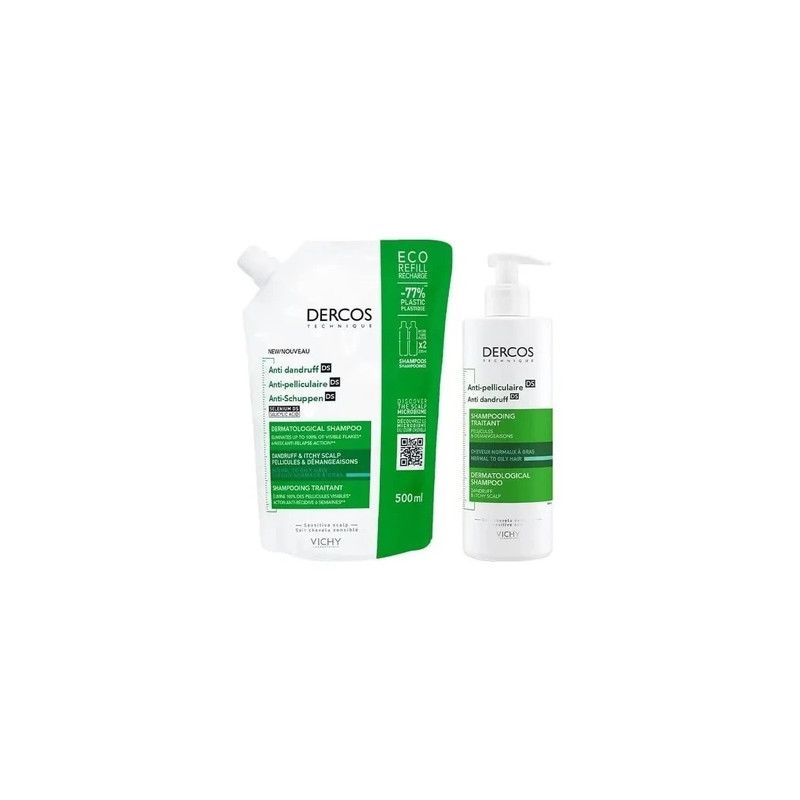 Vichy Dercos Antidandruff Shampoo For Normal To Oily Hair Set 2 Pieces 390ml