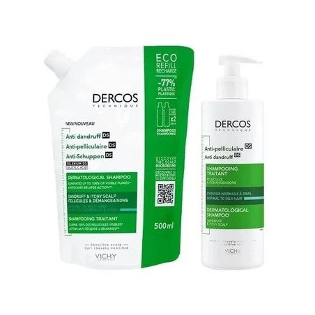 Vichy Dercos Antidandruff Shampoo For Normal To Oily Hair Set 2 Pieces 390ml