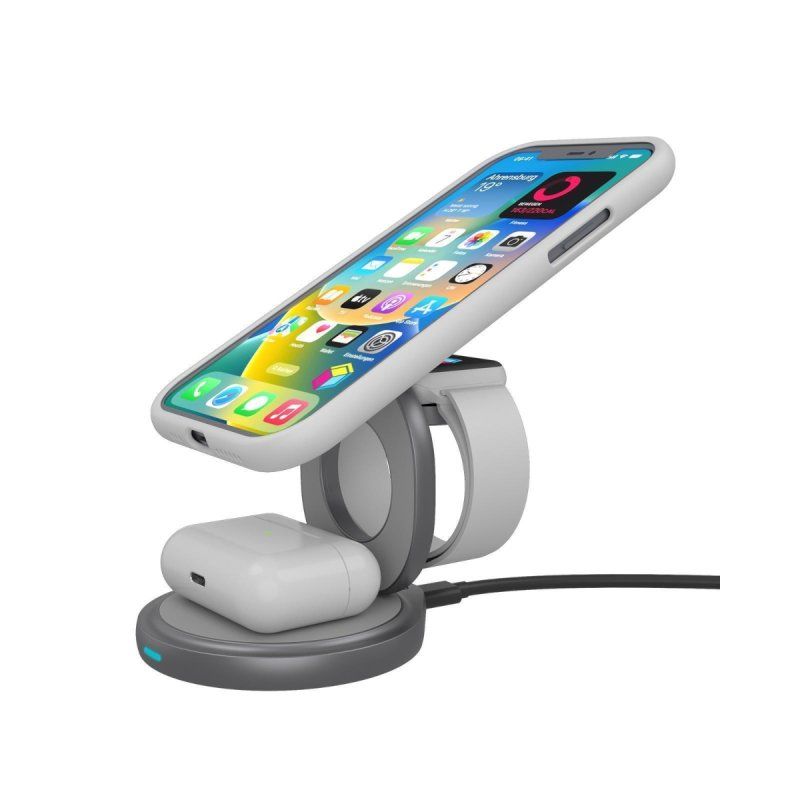 Adap ICY BOX Quick Charge Wireless 3-in-1 AC grey