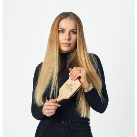 Sattva Bamboo Hair Brush for Long Hair, Curls, and Extensions with Scalp Massage